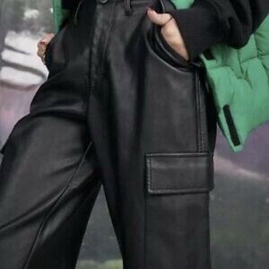 7 for all Mankind women’s Black Pleather Pants, Size S. EUC